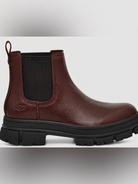 UGG Ashton Chelsea Waterproof Leather Boot Dark Earth - Kids 3 / Womens 5